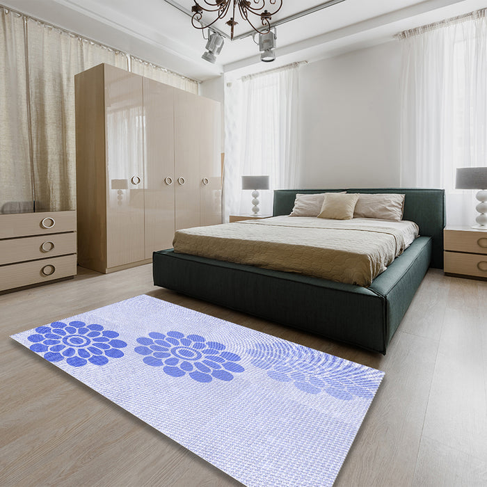 Patterned Lavender Blue Rug in a Bedroom, pat1313blu