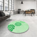 Round Patterned Green Rug in a Office, pat1313grn