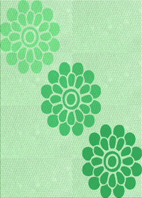 Machine Washable Transitional Green Rug, wshpat1313grn