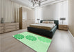 Patterned Green Rug in a Bedroom, pat1313grn