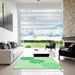 Square Patterned Green Rug in a Living Room, pat1313grn