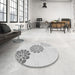 Round Patterned Platinum Gray Rug in a Office, pat1313gry