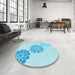 Round Patterned Diamond Blue Rug in a Office, pat1313lblu