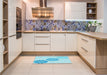 Patterned Diamond Blue Rug in a Kitchen, pat1313lblu