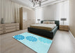 Patterned Diamond Blue Rug in a Bedroom, pat1313lblu