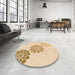 Round Patterned Yellow Rug in a Office, pat1313org