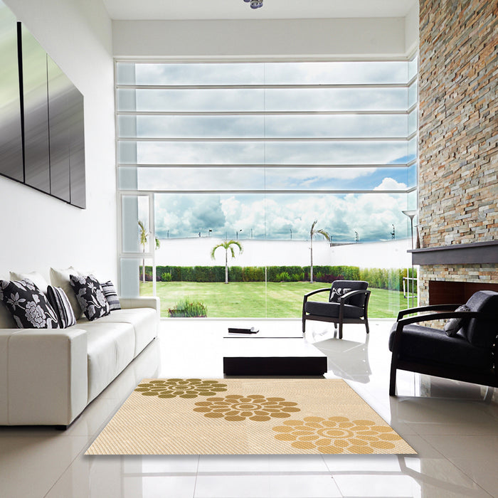Square Patterned Yellow Rug in a Living Room, pat1313org