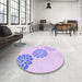 Round Patterned Purple Mimosa Purple Rug in a Office, pat1313pur