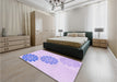 Patterned Purple Mimosa Purple Rug in a Bedroom, pat1313pur