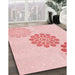 Machine Washable Transitional Light Rose Pink Rug in a Family Room, wshpat1313rd