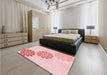 Round Machine Washable Transitional Light Rose Pink Rug in a Office, wshpat1313rd