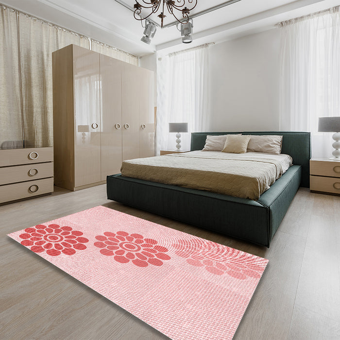 Patterned Light Rose Pink Rug in a Bedroom, pat1313rd