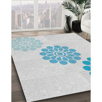 Patterned Light Slate Blue Novelty Rug, pat1313