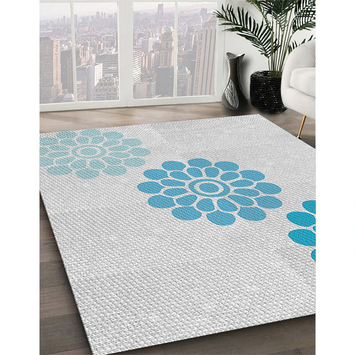 Machine Washable Transitional Light Slate Blue Rug in a Family Room, wshpat1313