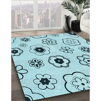 Patterned Seafoam Green Rug, pat1314lblu