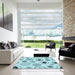 Square Patterned Seafoam Green Rug in a Living Room, pat1314lblu