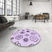 Round Patterned Lilac Purple Rug in a Office, pat1314pur