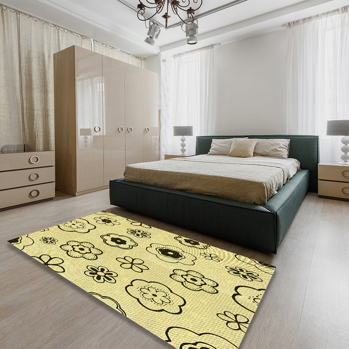Patterned Sun Yellow Rug in a Bedroom, pat1314yw