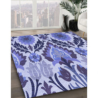 Patterned Deep Periwinkle Purple Rug, pat1315blu