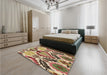 Patterned Yellow Rug in a Bedroom, pat1315brn