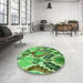 Round Patterned Jade Green Rug in a Office, pat1315grn