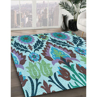 Patterned Purple Navy Blue Rug, pat1315lblu