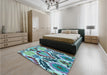 Patterned Purple Navy Blue Rug in a Bedroom, pat1315lblu