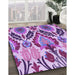 Patterned Dark Orchid Purple Rug in Family Room, pat1315pur