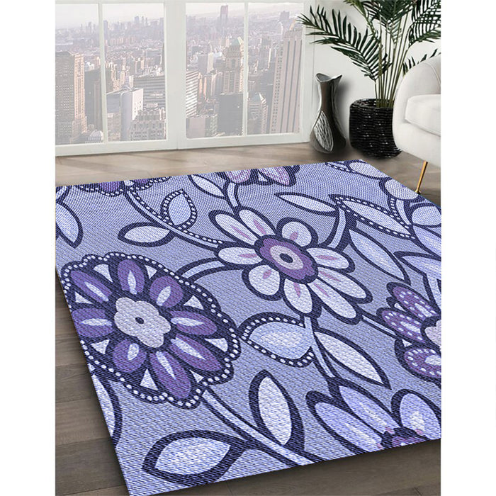 Machine Washable Transitional Deep Periwinkle Purple Rug in a Family Room, wshpat1316blu