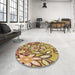 Round Patterned Saddle Brown Rug in a Office, pat1316brn