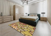 Patterned Saddle Brown Rug in a Bedroom, pat1316brn