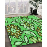 Patterned Emerald Green Rug, pat1316grn