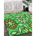 Patterned Emerald Green Rug in Family Room, pat1316grn