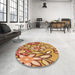 Round Patterned Yellow Orange Rug in a Office, pat1316org