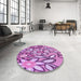 Round Patterned Violet Purple Rug in a Office, pat1316pur