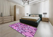 Patterned Violet Purple Rug in a Bedroom, pat1316pur