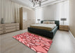 Patterned Light Coral Pink Rug in a Bedroom, pat1316rd