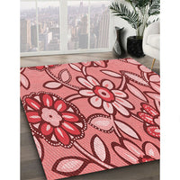 Patterned Light Coral Pink Rug, pat1316rd