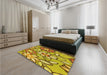 Patterned Mahogany Brown Rug in a Bedroom, pat1316yw