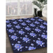 Patterned Night Blue Rug in Family Room, pat1317blu