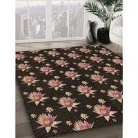 Patterned Midnight Gray Rug, pat1317brn