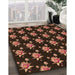 Patterned Black Brown Rug in Family Room, pat1317org