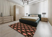 Patterned Black Brown Rug in a Bedroom, pat1317org