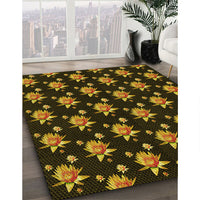 Patterned Black Brown Rug, pat1317yw