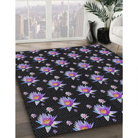 Patterned Black Novelty Rug, pat1317