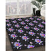 Patterned Black Novelty Rug in Family Room, pat1317