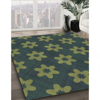 Patterned Olive Green Rug, pat1318grn