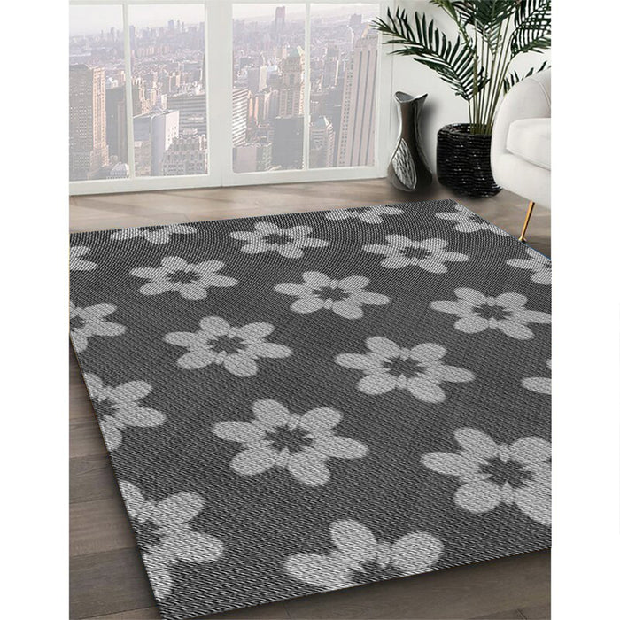 Patterned Gunmetal Gray Rug in Family Room, pat1318gry