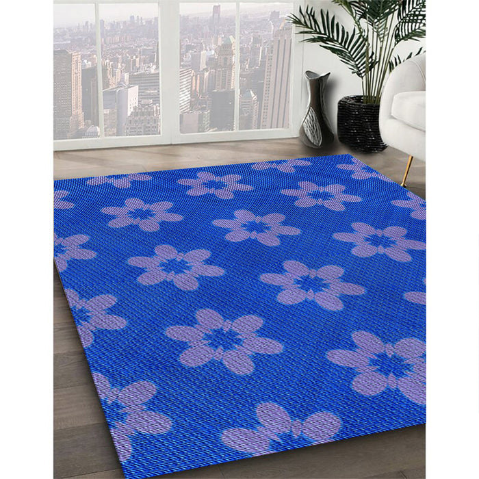 Patterned Blue Rug in Family Room, pat1318lblu
