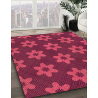 Patterned Crimson Red Rug, pat1318org